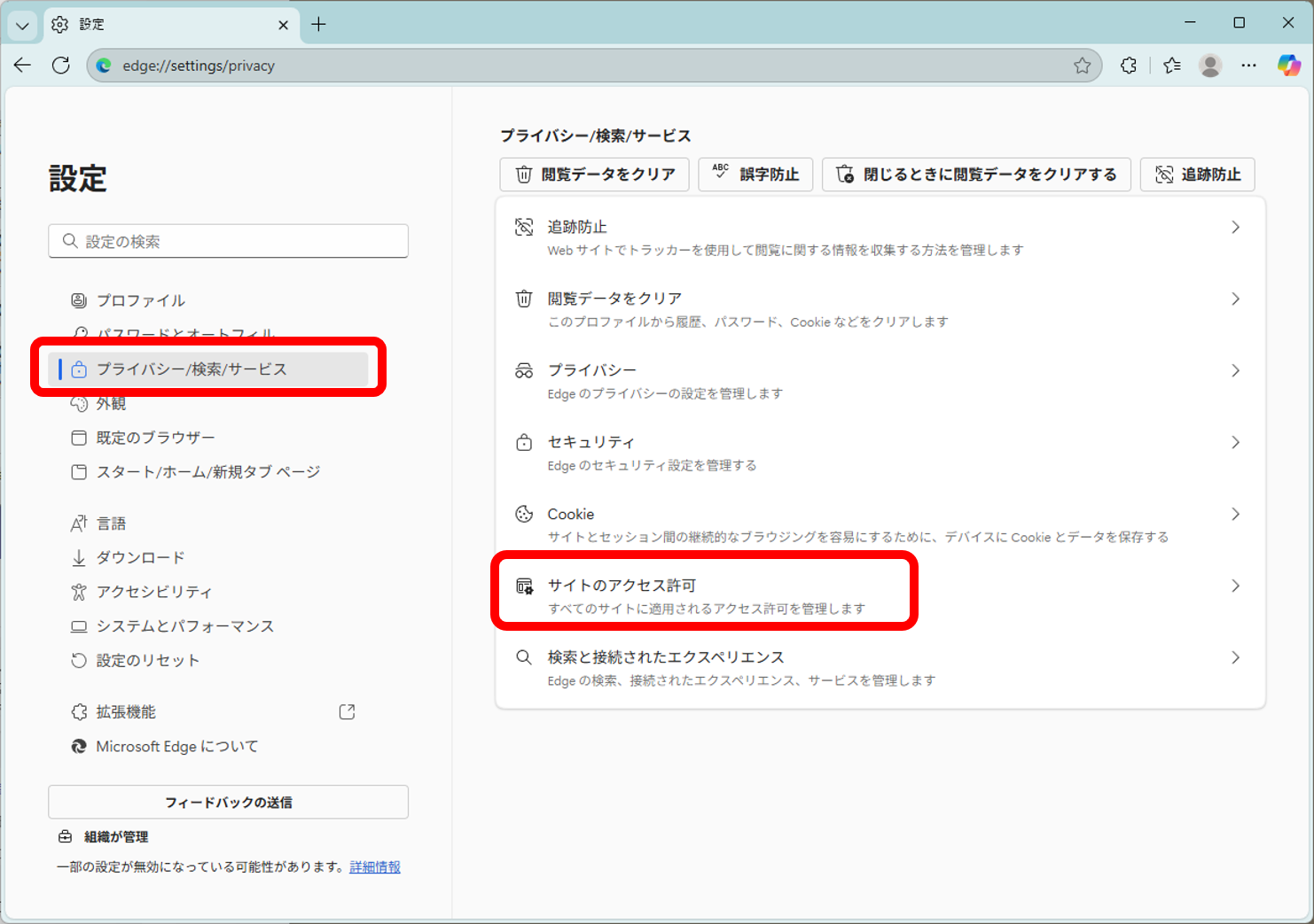 説明画面（Microsoft Edge)